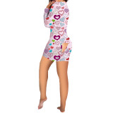 Valentine's Day Love Printed Home Jumpsuit