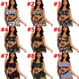 Sexy Pattern Printed Shorts Set Yoga Swimsuit Pants Set