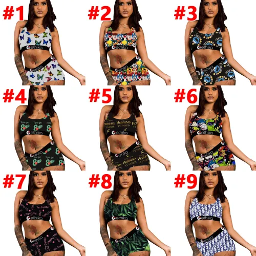 Sexy Pattern Printed Shorts Set Yoga Swimsuit Pants Set