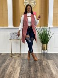 Winter Fall Tops Knitted Breasted Patch Pocket Cardigan Vest