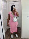 Solid Color Casual Deep V Pit Mid Dresses
