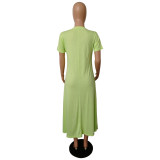 Asymmetric Hem Solid Color Casual Dress