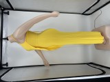 Solid Color Yellow Ruffled Halter One Piece Sexy Backless Jumpsuit