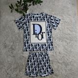 2023 Summer Digital Printed Short Sleeve Streetwear Shorts Set