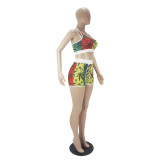 Sexy Graphic Print Yoga Tank Top Shorts Set