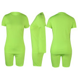 Solid Color Basic Shirt and Tight Shorts