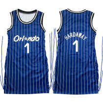 Casual Sleeveless Letter Print Double-sided Pattern Bandage Basketball Shirt Dress