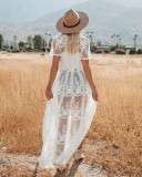 Mesh Embroidered Beach Cardigan Dress