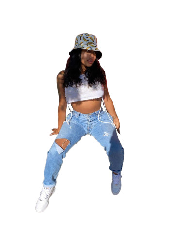 Eyelet Bandages Jeans