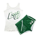 Summer Sexy Graphic Print Sleeveless Yoga Shorts Set