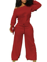 Solid Color Loose Cotton Sweatshirt Jumpsuit