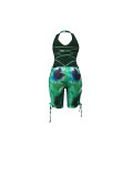 Tie Dye Strap Hollow Printed Sexy Romper