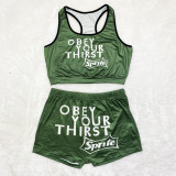 Sexy Graphic Print Tank Top Yoga Pants Set