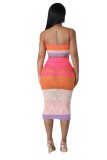 Fashion Multi-Color Colorblock Braided Straps Beach Dresses Two-Piece Set
