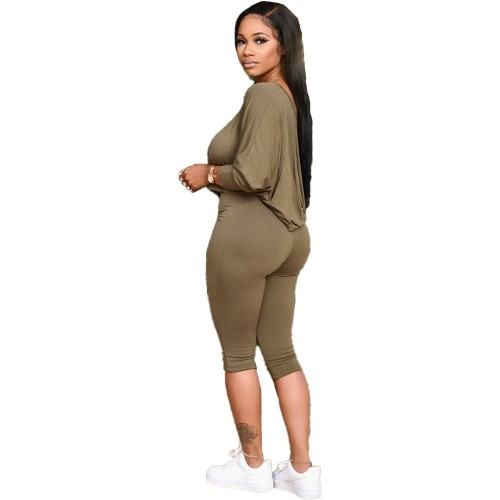 Autumn Pure Color Two Piece Tracksuit Outfits