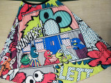 Casual Cartoon Print Pleated Skirt Without Belt