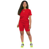 Solid Color Basic Shirt and Tight Shorts