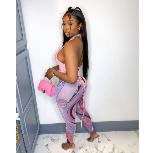 Sexy Halter Hollow Two Piece Outfits