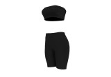 Solid Color Crop Tube Top and Shorts
