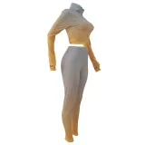 High Neck Gradient Embroidered Letters Sports Two-Piece Set