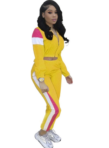 Casual Splicing Sports Two Piece Pant Set