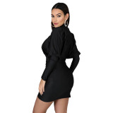 Irregular Lantern Sleeve Club Dress