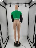 Autumn Winter Women Long Leather Sleeve Sports Baseball Jacket Coat