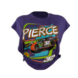 Casual Purple Cool Racing Print Bandage Hollowed Out Split Joint O Neck T-Shirts