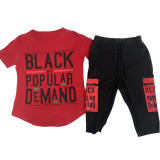 Casual Print Letter Shorts Set