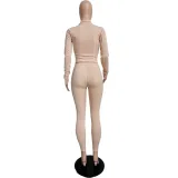 Solid Color High Neck Pant Set