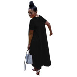 Asymmetric Hem Solid Color Casual Dress