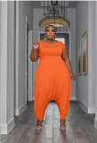 Casual Plus Size Loose Short Sleeve Jumpsuit