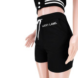Casual Black Embroidered Letter Pocket Baseball Jersey set Single-breasted Tracksuit Shorts Two Pieces