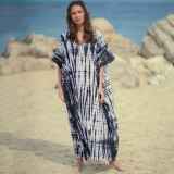 Cotton Positioning Print Gown Beach Dress