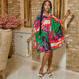 Amazon Hot Sale Women's Painted Printed Shirt Dress