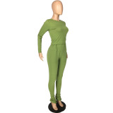 Solid Color Loungewear Blouse and Flared Pants