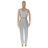 Solid Color Double-layer Sports Vest and Trousers