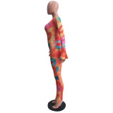 Off The Shoulder Long Sleeve Printed Jumpsuit