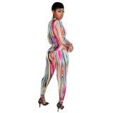 Casual Printed Turndown Neck Long Sleeve Shirt Trousers Homewear Casual Set
