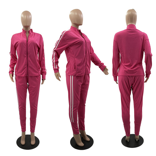 Womens Zip Up Tracksuit Set 2PCS Sports Outfits Long Sleeve Top And Bodycon Pants