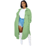 Solid Color Casual Loose Cardigan Double Sided Fleece Long Jacket