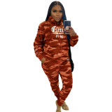 2PCS Autumn Winter Clothes Camouflage Women Tracksuit Casual Hoodies Sweatshirt Pants Set