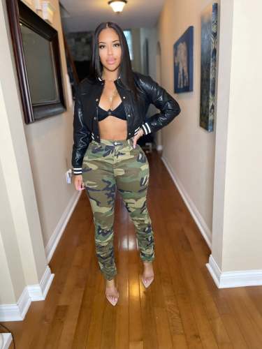 Casual Women's Leather Single Breasted Lined Flocked Crop Jacket