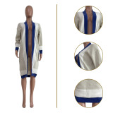 Solid Color Manual Knitting Sweater Outwears Cozy Color Block Women Cardigan