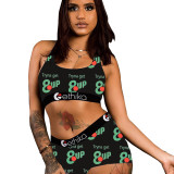 Sexy Pattern Printed Shorts Set Yoga Swimsuit Pants Set