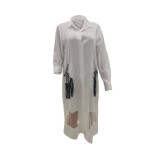 Casual Stitching Mesh Cardigan Shirt Midi Dress