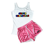 Sexy Graphic Print Vest Yoga Short Set