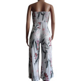 Off Shoulder Printed Wide-leg Jumpsuit
