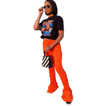 Solid Color Bloomers Pleated Trousers
