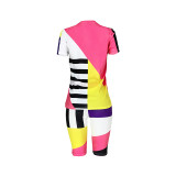 Geometric Stripes Contrast Color Sports 2 Piece Set